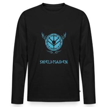 SHIELDMAIDEN - T-shirt manches longues Premium bio Homme - noir - Devant - Nico (187cm)