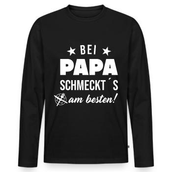 Bei Papa schmeckts am besten Chefkoch Papa - Männer Premium Bio Langarmshirt - Schwarz - Vorne - Nico (187cm)