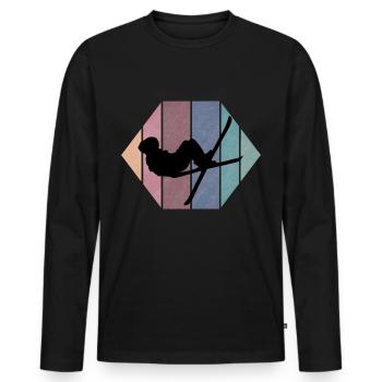 Skiing Ski Holiday Winter Holiday Ski Slope Retro - Men's Premium Organic Long Sleeve Shirt - black - Front - Nico (187cm)