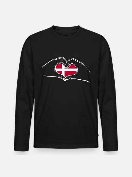 I love Denmark - heart hands - Men's Premium Organic Long Sleeve Shirt - black
