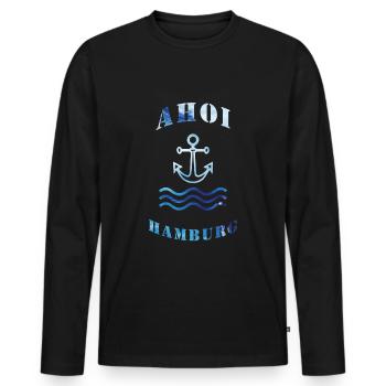Ahoy Hamburg - Men's Premium Organic Long Sleeve Shirt - black - Front - Nico (187cm)