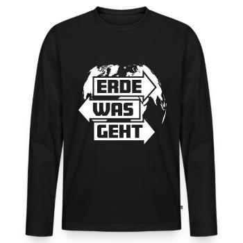 Erde was geht Klimaschutz Umweltschutz Greta Cool - Männer Premium Bio Langarmshirt - Schwarz - Vorne - Nico (187cm)