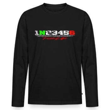 1N23456 Fast Life - Männer Premium Bio Langarmshirt - Schwarz - Vorne - Nico (187cm)