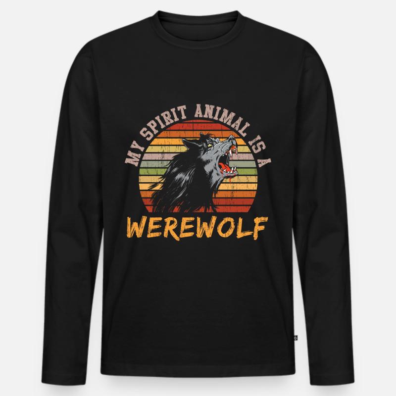 Mein Geistes Tier ist Werwolf - Männer Premium Bio Langarmshirt - Schwarz