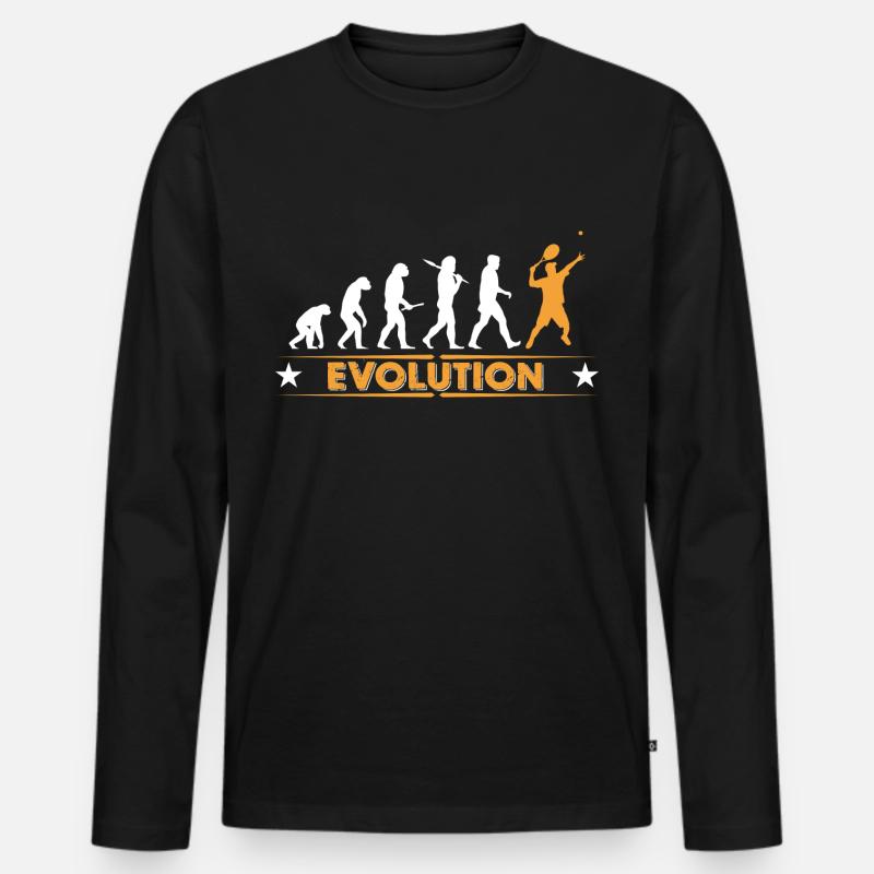 Tennis Evolution - orange/weiss - Männer Premium Bio Langarmshirt - Schwarz