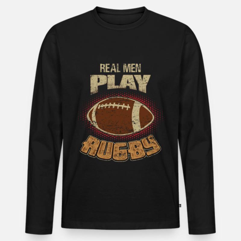 Rugby - Männer Premium Bio Langarmshirt - Schwarz