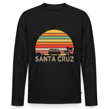 Santa Cruz Retro Surfer Gift T-Shirt Shirt - Men's Premium Organic Long Sleeve Shirt - black - Front - Nico (187cm)