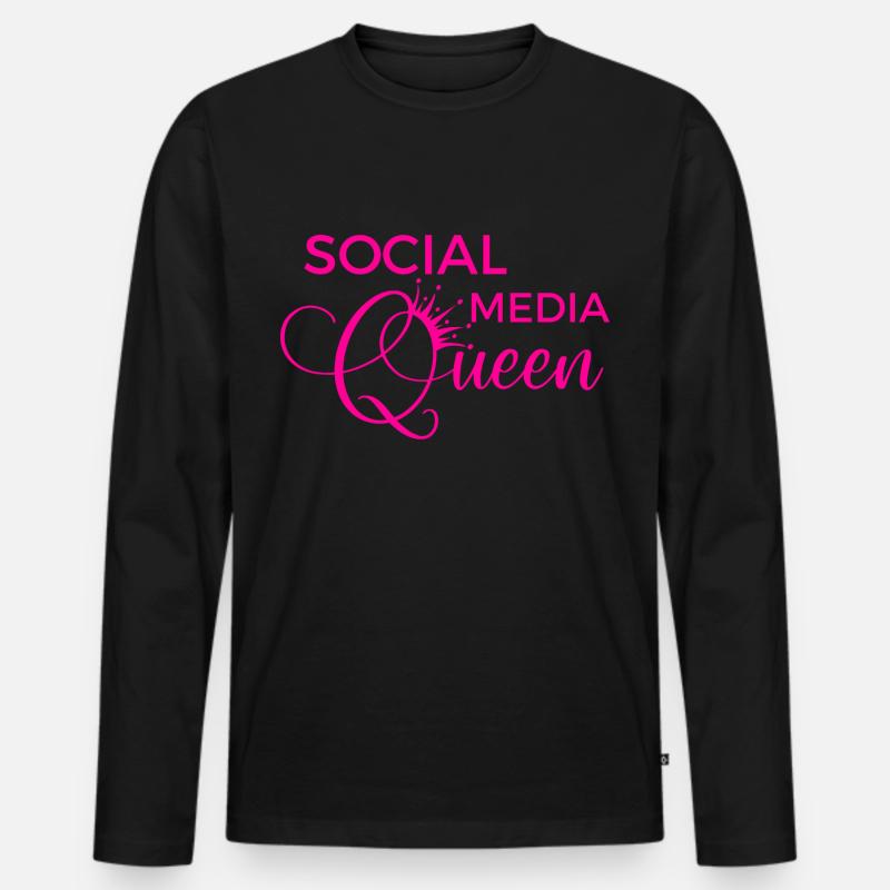 Social Media Queen - Männer Premium Bio Langarmshirt - Schwarz