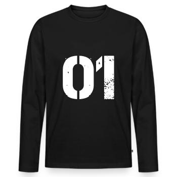 Jersey number 01 - Men's Premium Organic Long Sleeve Shirt - black - Front - Nico (187cm)