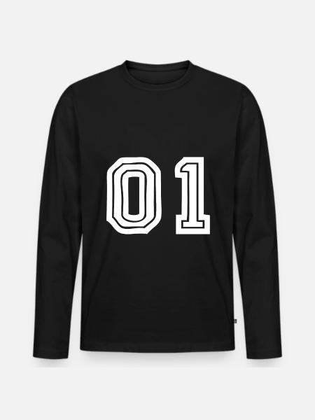 Trikotnummer 01 - Männer Premium Bio Langarmshirt - Schwarz