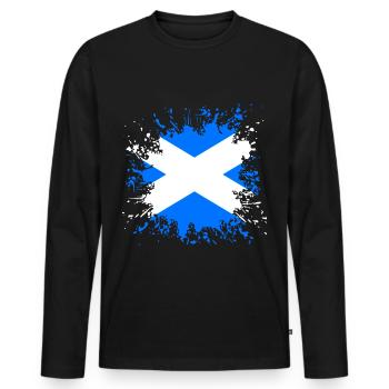 Ecosse couleur drapeau éclabousse - T-shirt manches longues Premium bio Homme - noir - Devant - Nico (187cm)