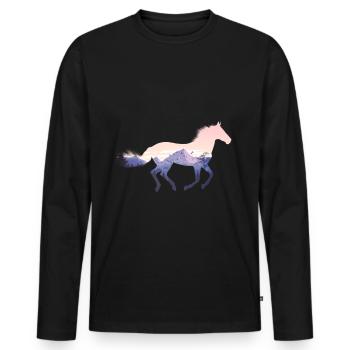 Horse Wild Nature - Men's Premium Organic Long Sleeve Shirt - black - Front - Nico (187cm)