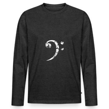 I LOVE BASS clé basse cadeau de Gitar - T-shirt manches longues Premium bio Homme - anthracite chiné - Devant - Nico (187cm)