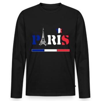 Paris Eiffelturm,Frankreich,france, La Tour Eiffel - Männer Premium Bio Langarmshirt - Schwarz - Vorne - Nico (187cm)