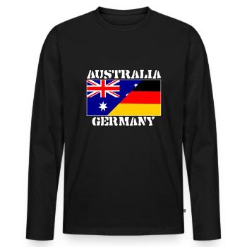 Australia Allemagne,Germany friendship,Drapeau - T-shirt manches longues Premium bio Homme - noir - Devant - Nico (187cm)