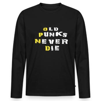 Les vieux punks ne meurent jamais, Punk Rock Music Shirt Music - T-shirt manches longues Premium bio Homme - noir - Devant - Nico (187cm)