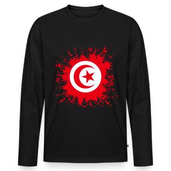 Tunesien Flagge Farbspritzer - Männer Premium Bio Langarmshirt - Schwarz - Vorne - Nico (187cm)