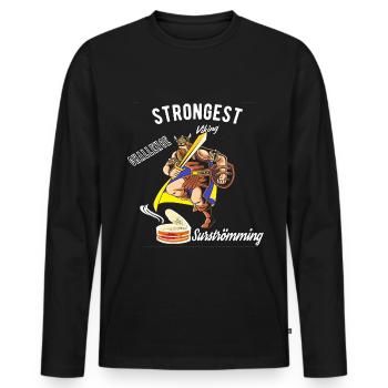 Surströmming Challenge, Viking Shirt Swedish FUN - Men's Premium Organic Long Sleeve Shirt - black - Front - Nico (187cm)