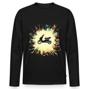 Motorroller Mofa - Männer Premium Bio Langarmshirt - Schwarz - Vorne - Nico (187cm)