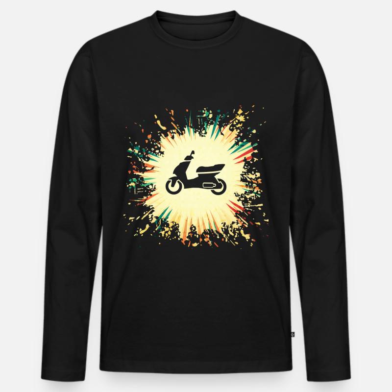Motorroller Mofa - Männer Premium Bio Langarmshirt - Schwarz