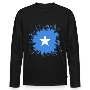 Somalia Flagge Farbspritzer - Männer Premium Bio Langarmshirt - Schwarz - Vorne - Nico (187cm)