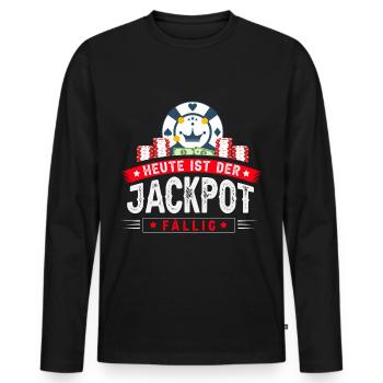 Casino und Poker: Heute ist der Jackpot fällig! - Männer Premium Bio Langarmshirt - Schwarz - Vorne - Nico (187cm)