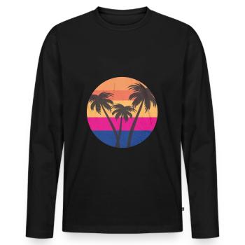 Palm trees - Men's Premium Organic Long Sleeve Shirt - black - Front - Nico (187cm)