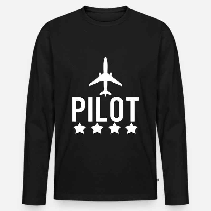 Pilot - Männer Premium Bio Langarmshirt - Schwarz