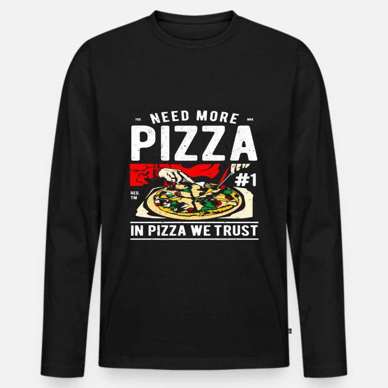 Pizza - Männer Premium Bio Langarmshirt - Schwarz