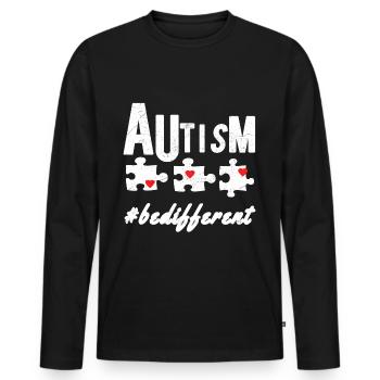 Autiste Autism Asperger Syndrome Autisme Autiste - T-shirt manches longues Premium bio Homme - noir - Devant - Nico (187cm)