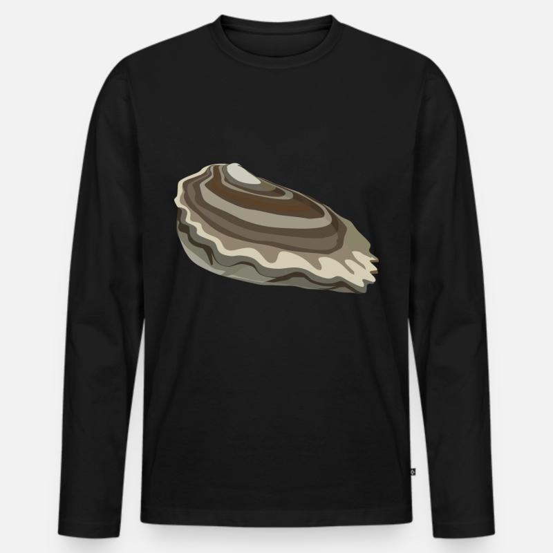 Auster - Männer Premium Bio Langarmshirt - Schwarz