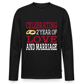 2 ans marié deuxième cadeau d'anniversaire de mariage - T-shirt manches longues Premium bio Homme - noir - Devant - Nico (187cm)