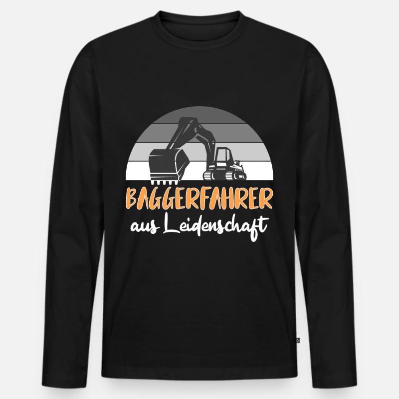 Bagger Baggerfahrer Baggerwagen - Männer Premium Bio Langarmshirt - Schwarz