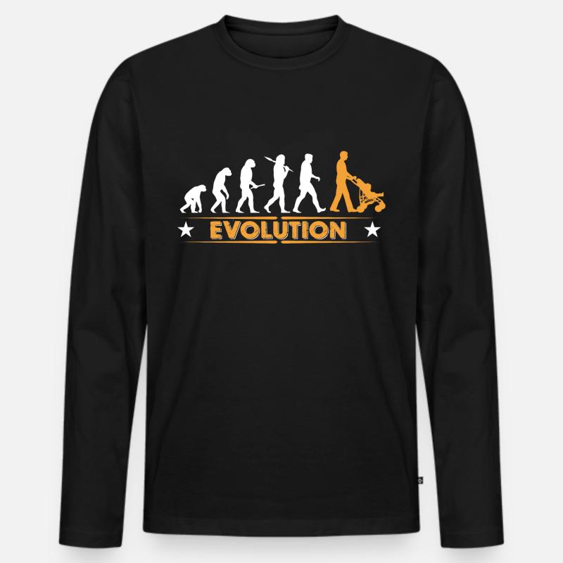 Walking Dad - Evolution - Männer Premium Bio Langarmshirt - Schwarz
