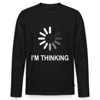 I'm Thinking - Männer Premium Bio Langarmshirt - Schwarz - Vorne - Nico (187cm)