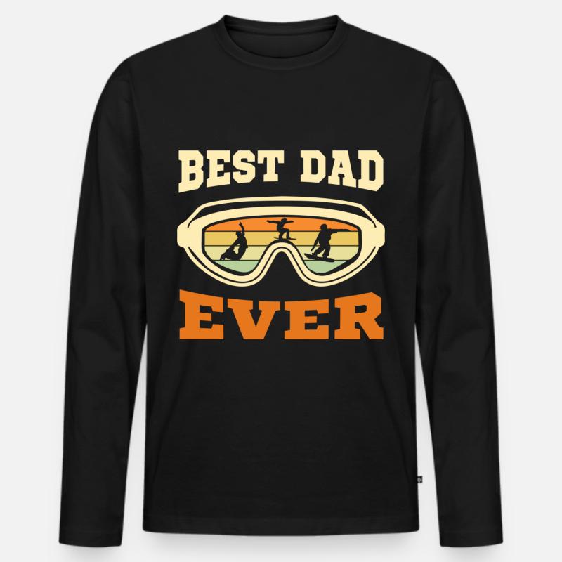 Snowboarder Papa – Best Dad Ever - Männer Premium Bio Langarmshirt - Schwarz