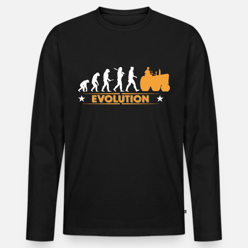 Landwirt Traktor Evolution - orange/weiss - Männer Premium Bio Langarmshirt - Schwarz