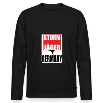 Sturmjäger Germany, Storm Chaser , Orkan shirt - Männer Premium Bio Langarmshirt - Schwarz - Vorne - Nico (187cm)