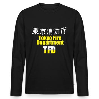 Fire Department Japan Tokyo, fire department, - Men's Premium Organic Long Sleeve Shirt - black - Front - Nico (187cm)