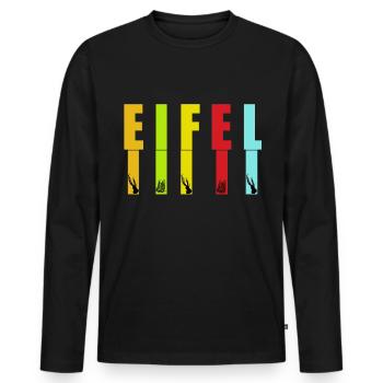 Eifel Natur mit Hirsch und Wildkatze - Männer Premium Bio Langarmshirt - Schwarz - Vorne - Nico (187cm)