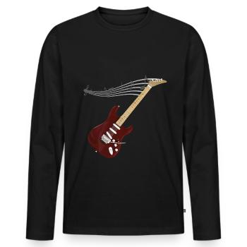 Guitare Guitar Heartbeat - T-shirt manches longues Premium bio Homme - noir - Devant - Nico (187cm)