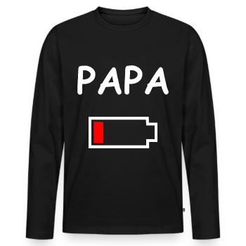 Papa Akku Leer - Männer Premium Bio Langarmshirt - Schwarz - Vorne - Nico (187cm)