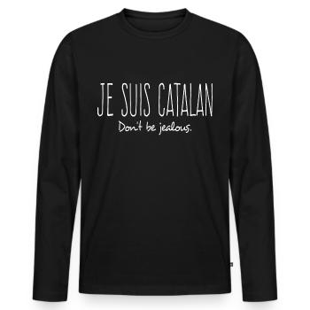 je suis catalan cadeau homme femme humour catalan - T-shirt manches longues Premium bio Homme - noir - Devant - Nico (187cm)