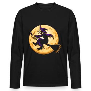 Sorcière au balai de sorcière - T-shirt manches longues Premium bio Homme - noir - Devant - Nico (187cm)