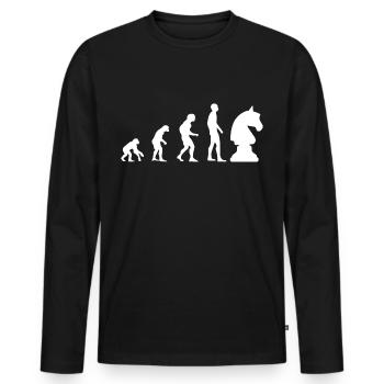 Schach Evolution Schachspiel Schachfigur Geschenk - Männer Premium Bio Langarmshirt - Schwarz - Vorne - Nico (187cm)