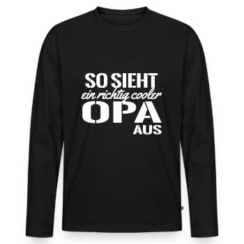Opa Spruch cooler Opa lustige Sprueche - Männer Premium Bio Langarmshirt - Schwarz - Vorne - Nico (187cm)