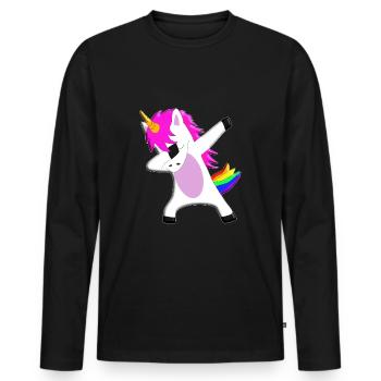 The Dabbing Unicorn - licorne dansante - T-shirt manches longues Premium bio Homme - noir - Devant - Nico (187cm)