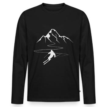 Capricorne sur lapin de ski avec lunettes de ski et chalet de ski - T-shirt manches longues Premium bio Homme - noir - Devant - Nico (187cm)