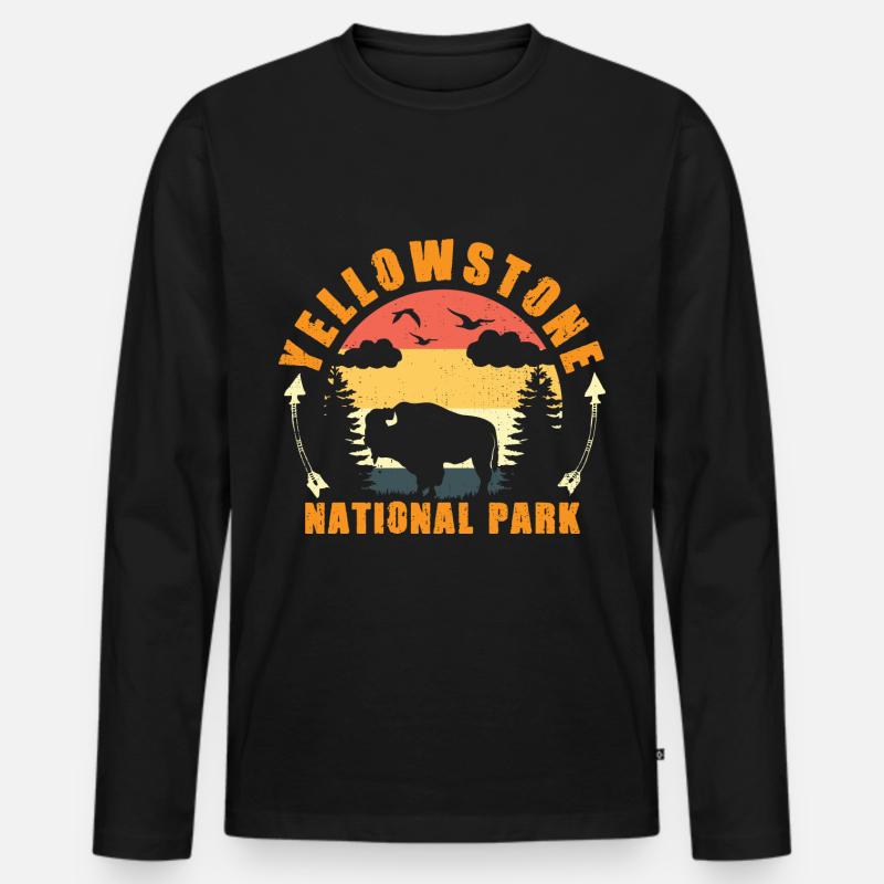 Yellowstone Nationalpark Bison - Männer Premium Bio Langarmshirt - Schwarz