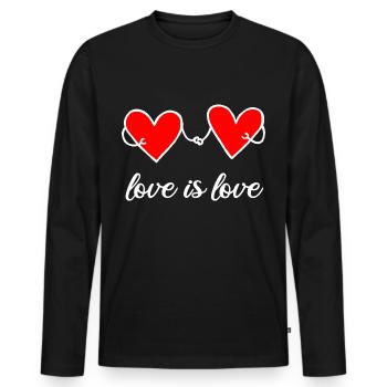Love is Love Lovers LGBTQ Love Getting Married - Men's Premium Organic Long Sleeve Shirt - black - Front - Nico (187cm)